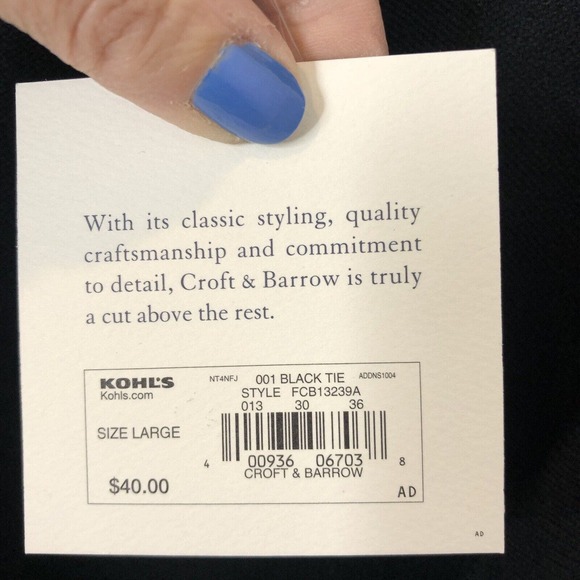 Croft & Barrow NWT Women's Black 3 Button Diamond Pattern Lightweight Cardigan L - Picture 5 of 8